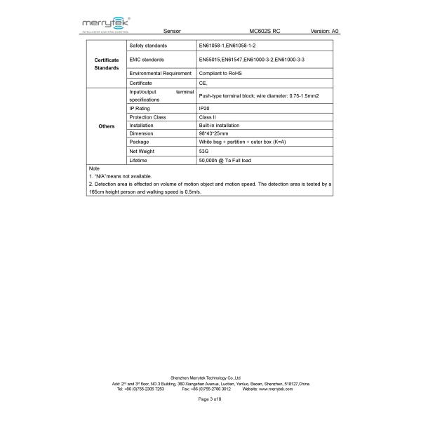 MC602S RC High Frequency Microwave Motion Sensor Dimmable Motion Sensor For Lights