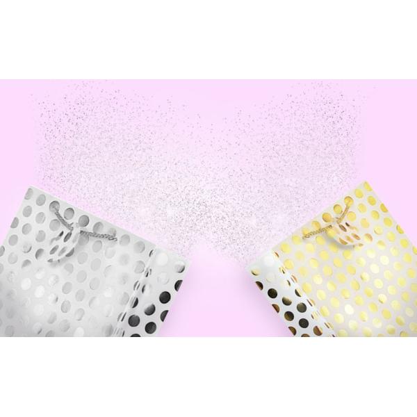 Silver Iridescent Medium Gift Bags With Handles For Weddings, Birthdays pack, Metallic Presents Wrapping Party Favor Bag