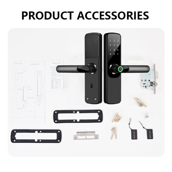 Tuya Indoor Smart Lock Wifi Aluminum Alloy Half Face Automatic Remote Keyless Entry Fingerprint Password European Cross-border