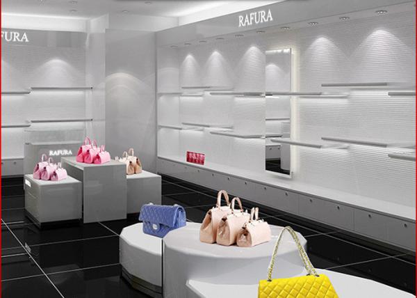 Boutiques Bag Shoe Store Display Shelves Luxury Wooden Customized Size