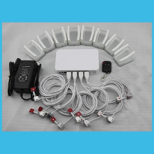 COMER Universal acrylic android tablet PC floor stand with alarm and charging 8 port systems