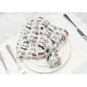 Полное печатание мультфильма персонализировало салфетки обедающего, салфетки хлопка Линен для семьи/банкета