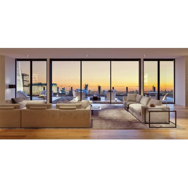 ODM Black Aluminum Sliding Doors Lightning Protection Flucarbon For Villas