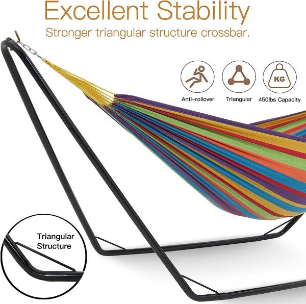 Hammocks with Stand Included, Space Saving Steel V-Type, Standing Hammocks, Indoor Outdoor Patio Yard