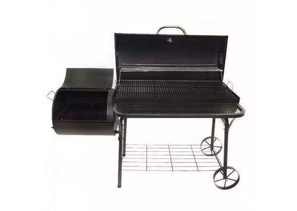 Barrel Pellet Smoker Grills Griddle Combo BBQ Trolley Chimney Double Outdoor 57.1