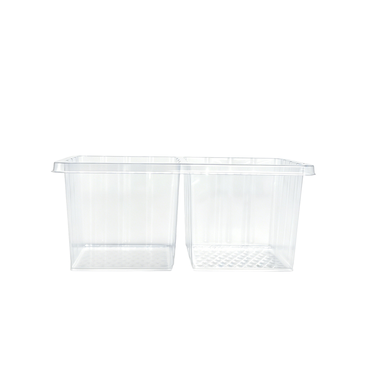 2 Cavity Square Transparent PET with Lid Dessert Box Disposable Brownie Cookies Plastic Container