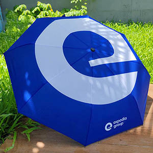 210T Pongee Fabric Auto Open Close Compact Umbrella With Wooden Handle