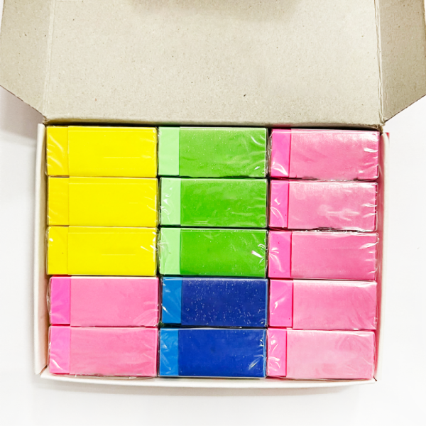 Factory Direct 30PCS Colorful Stationery TPR Rectangular Soft Rubber Pencil Eraser