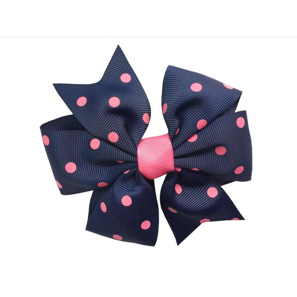 Dot Printing Kids Hair Accessories , Multi Color Grosgrain Ribbon Hair Bows