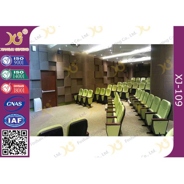 Red Color Church Lecture Hall Seating MDF Writing Pad Cocked PP Outerback