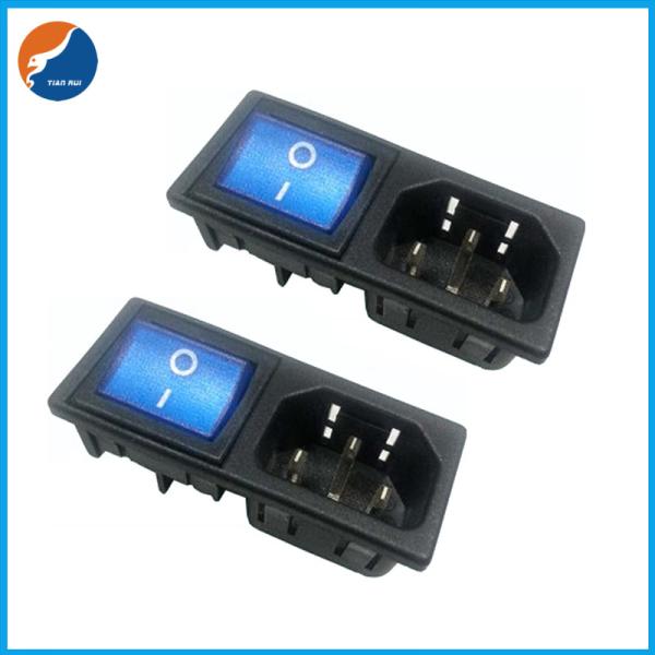 R14-B-1FB2 10A 250VAC 3 Pin C14 Inlet Connector Plug Power Socket With Rocker Switch Fuse Holder