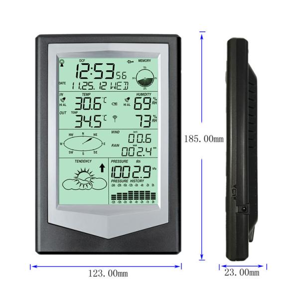 Black And Silver Color Professional Solar Wireless Weather Station With PC Interface