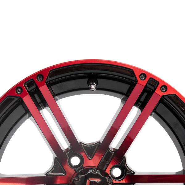 14 Inch Golf Cart Aluminum Wheels Red Gloss Black 4X4 Bolt Pattern 101.6 PCD 7 Inch Wide