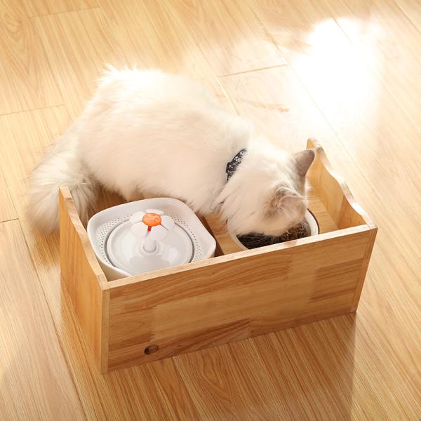 OEM Bamboo Wooden Raised Dog Bowls Elevated For Food Water Feeding
