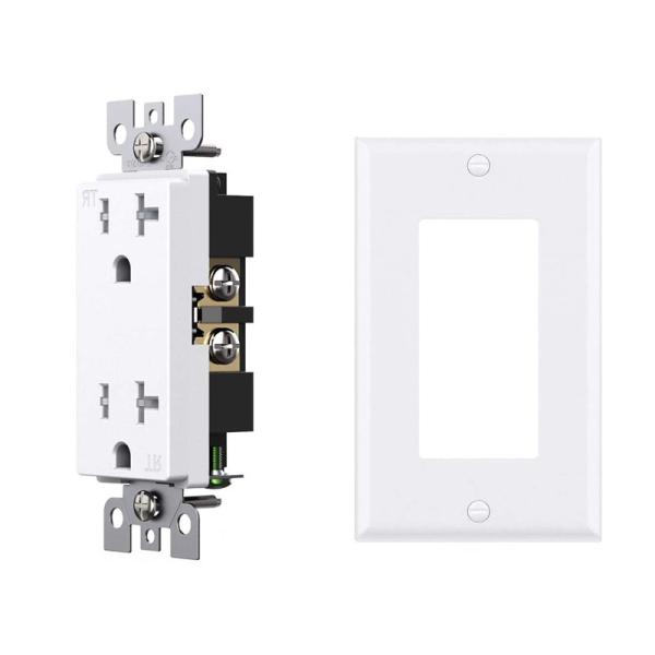 20 Amp Decorator Receptacle Plastic Wall Outlet Socket 125V 60Hz
