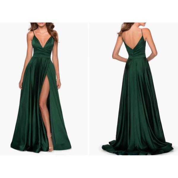 Excellent Sleeveless Royal Blue Satin Long Evening Dress Front Split Slit Spaghetti Straps Sweep Train A-Line Ruffles