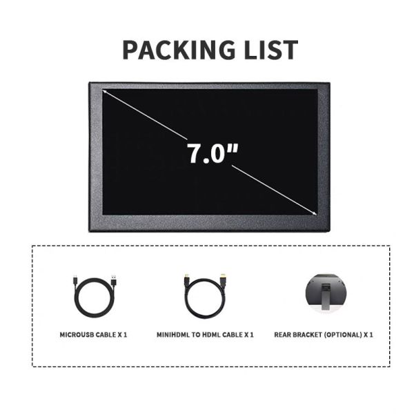IPS Portable Monitor 7 Inch 1024*600 Resolution HDMI And Raspberry Pi Compatibility