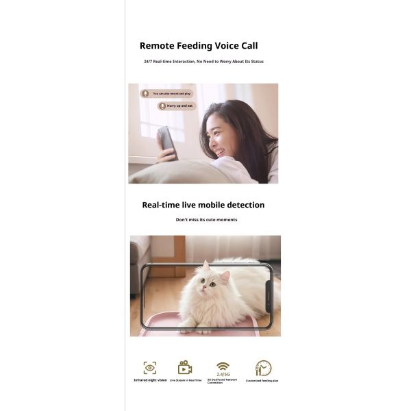 Cross-border New Eco-friendly Modern Pet Dogs Automatic Remote Intelligent Feeder APP Control Camera Charge 7L Plastic Bowls