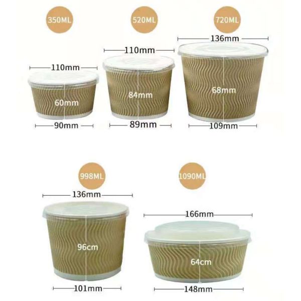 Ripple Wall Thermal Food Bowl 350ml 520ml 720ml