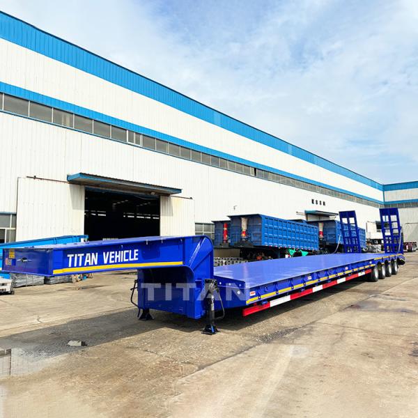 TITAN Heavy Duty 4 Axle 100 Ton Lowbed Truck Trailer Low Bed Semi Trailer for Sale