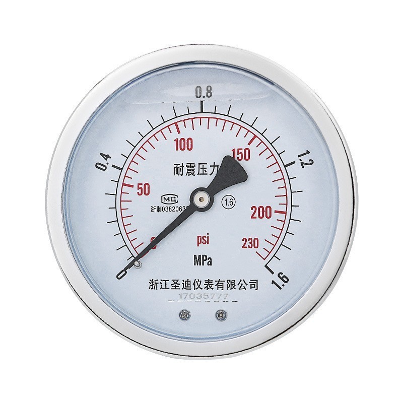 100mm 1.6% High Accuracy Axial Oil Filled Pressure Gauge Meter for OEM Customization