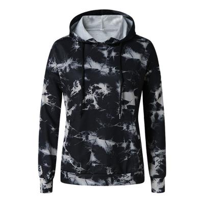 O fumo longo impresso novo da luva enegreceu hoodies do pulôver para mulheres