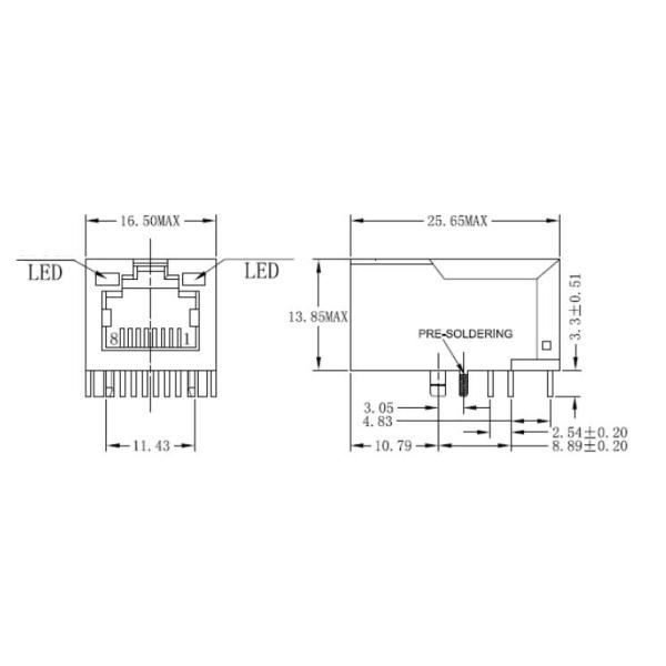 АРДЖ11Д-МДСГ-Б-А-ЭМУ2 магнитное РДЖ45 10/100 основание-Т Джек с магнитным модулем