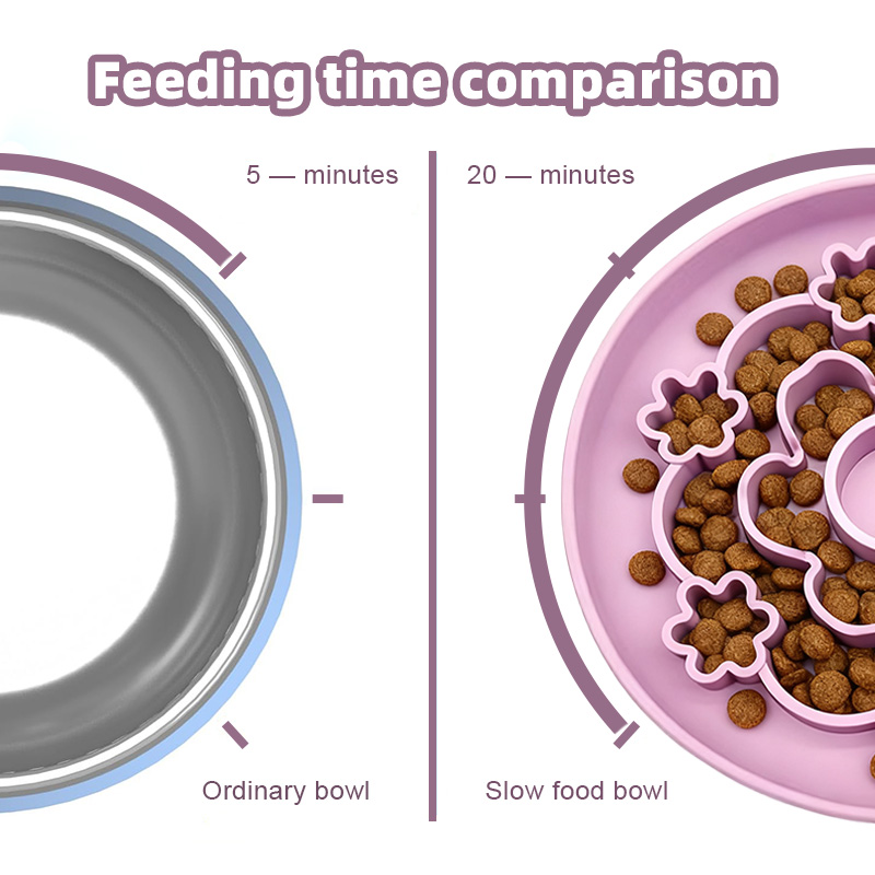 Anti-Choking Eco-friendly Silicone Solid Pattern Slow Feeder Dog Bowl with Suction Cup for Dogs
