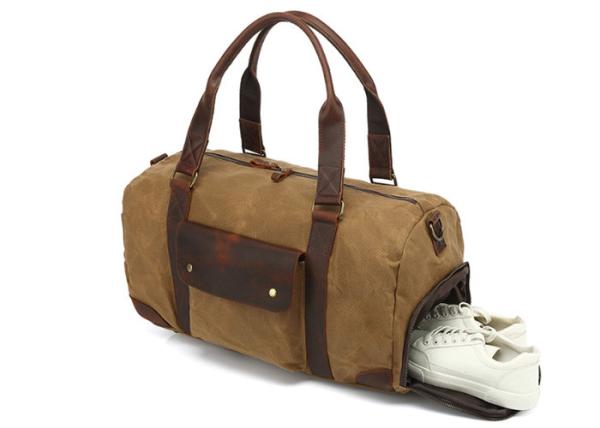 4 Colors Waterproof Overnight Bag Cowhide Leather Canvas Carry On Bag