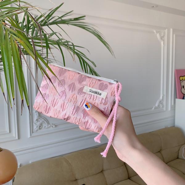 Travel Makeup Cosmetic Bag Case Custom Cotton Canvas Pouch Toiletry Floral Makeup Bag