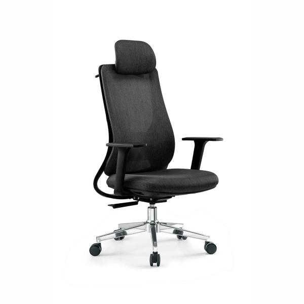 Adjustable Headrest Office Manager Chair Ergonomic Office Chair With Stainless Steel Backrest
