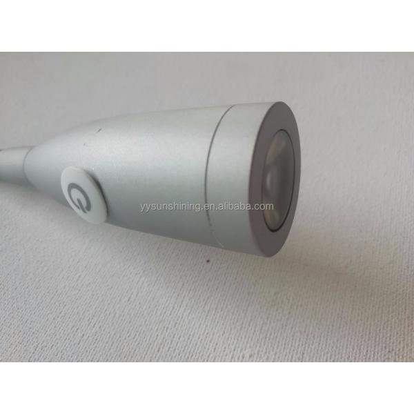 Middle Size Silver 12V 1W Touch Switch Flexible Gooseneck Mount Kids LED Reading Lamp