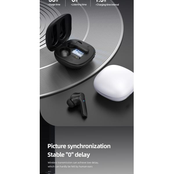 V5.2 Bluetooth Version Stereo Waterproof Gaming Sport Earphone with Digital Display In-Ear BT Headphones and Wireless Earbuds