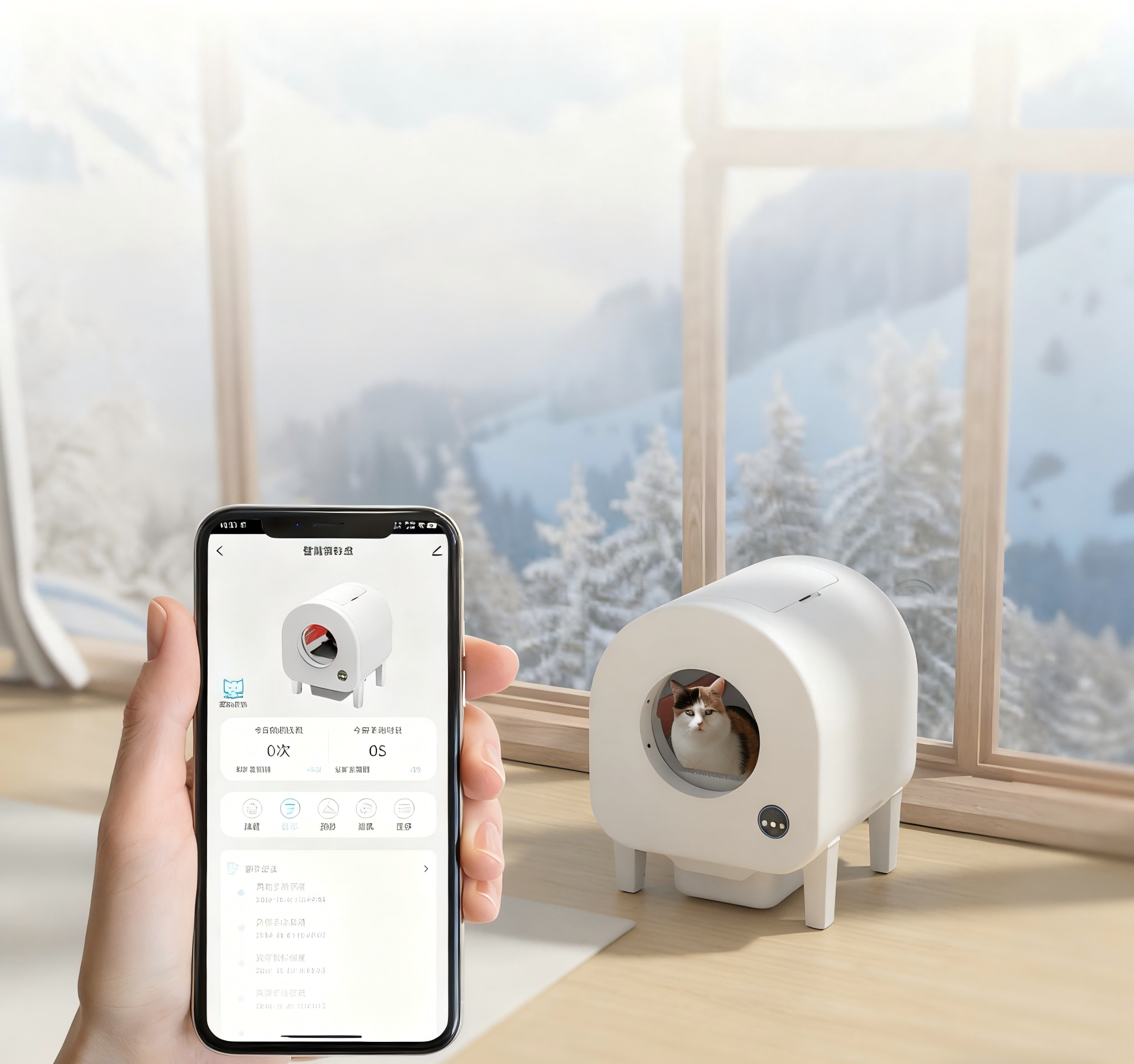 Smart Plastic Cat Litter Box Enclosed Automatic Cleaning Eco-Friendly Remote Control Odor Control