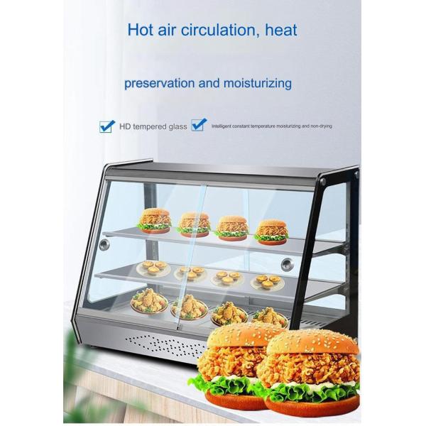 Hot Food Showcase Fried Chicken Food 220V Black Heated Display Cabinet with 500W Power