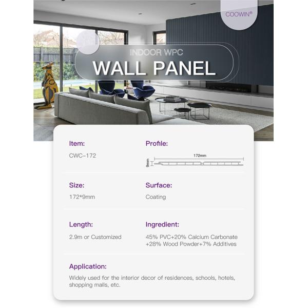 Обшивать панелями внутренней стены CNAS не токсический отсутствие панелей обслуживания 172*9mm ECO