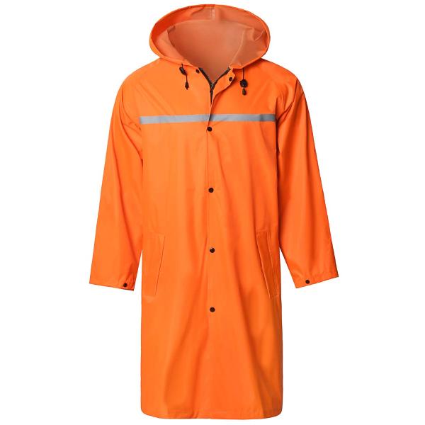 Waterproof Long Men'S Construction Rain Coat Traffic Work Oxford PVC Material