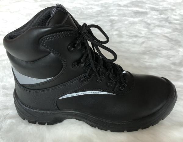 Middle Cut Injection Black Safety Shoes , Composite Fiber Toe Safety Shoes