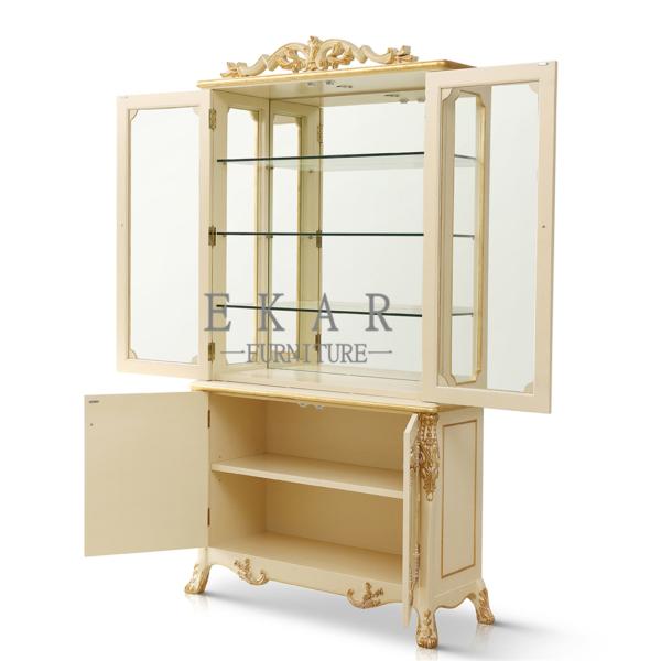 Oval Curio Cabinet 4 Doors Living Room Cabinets With 3 Glass Shelves FJ-138