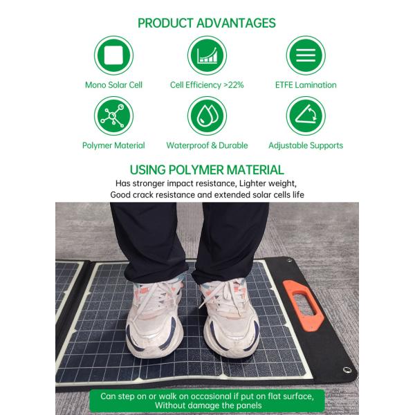 200W mono célula solar de la eficacia portátil plegable de los paneles solares el 22% con salida del USB