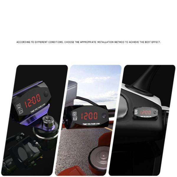 IP67 Digital Calibrate Led Motorcycle Volt Meter 120cm Wire Length