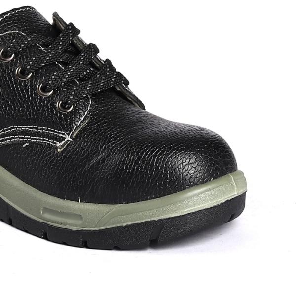 Comfortable EVA Insole Black Leather Steel Toe Protection Men'S Non Slip Work Boots