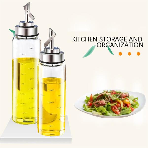 Automatic Opening and Closing Oil Bottle for Kitchen High Borosilicate Glass 6.4*25cm