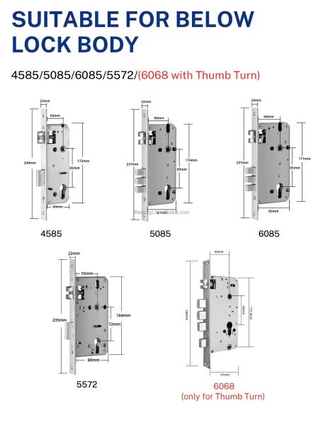 Smart Door Lock with Fingerprint WiFi Bluetooth for Wood Steel Doors