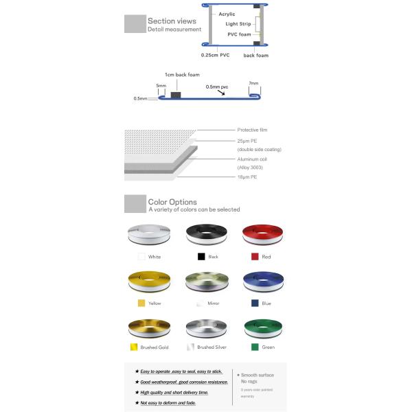 Coil d'aluminium de 7 cm avec capuchon en PVC pour le pliage des lettres de canal