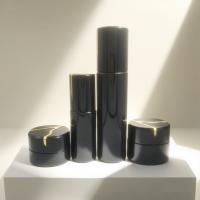 Ensemble de flacons et pots ronds de luxe en verre noir pour cosmétiques de 30 ml, 50 ml, 100 ml et 120 ml avec pompe à lotion - OEM