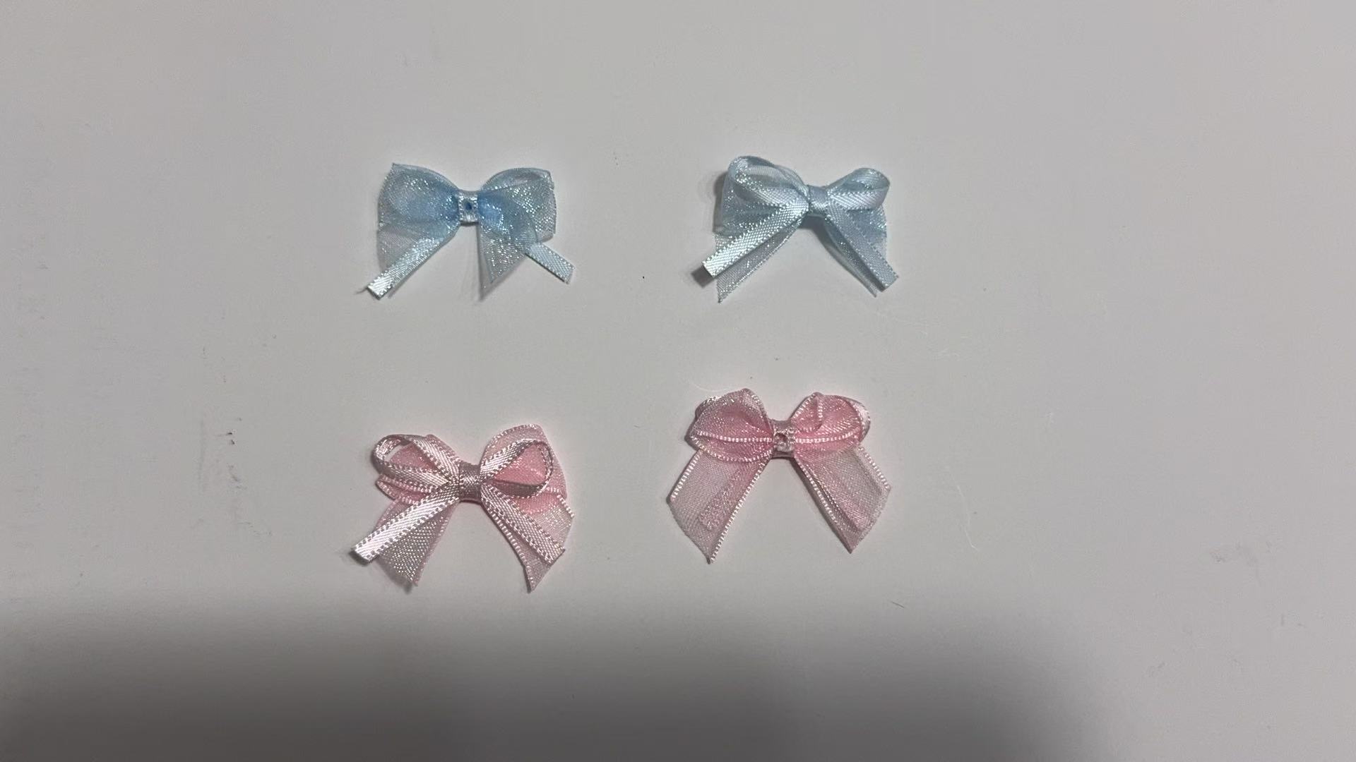 Mini DIY Handmade Woven Double-layer Bow Luxury Solid  Satin Ribbon  + Organza for Christmas Gift Packaging & Children's Skirts