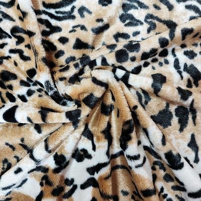 PV Fleece Faux Fur Plush Fabric For Shoes Garments Upholstery Leopard Printed