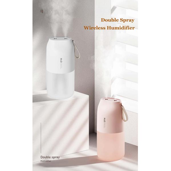 Dual Spray Ultrasonic Wireless Air Humidifier Portable Desktop Mist Spray