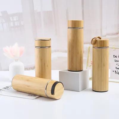 17 Oz-Bambuood Premium Vacuum Insulated Stainless Steel Bamboo Tumbler Leak Proof Bamboo Tumbler Thermos For Loose Leaf Tea Coffee Fruit-Infused Drinks